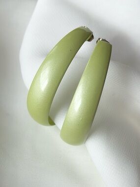 Metal Hoop Earrings - Green